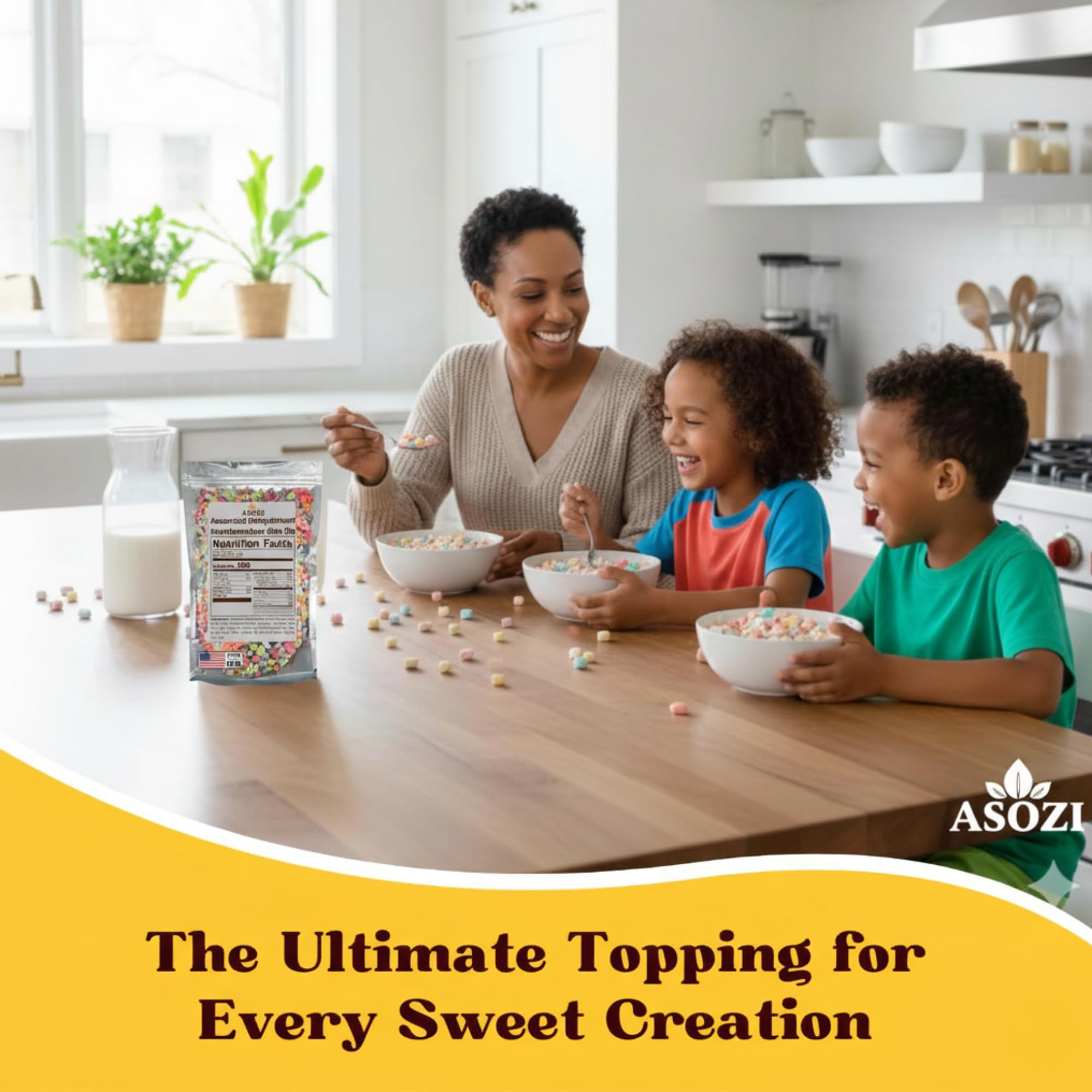 ASOZI resealable 1lb bag preserves marshmallow crunch and freshness.
