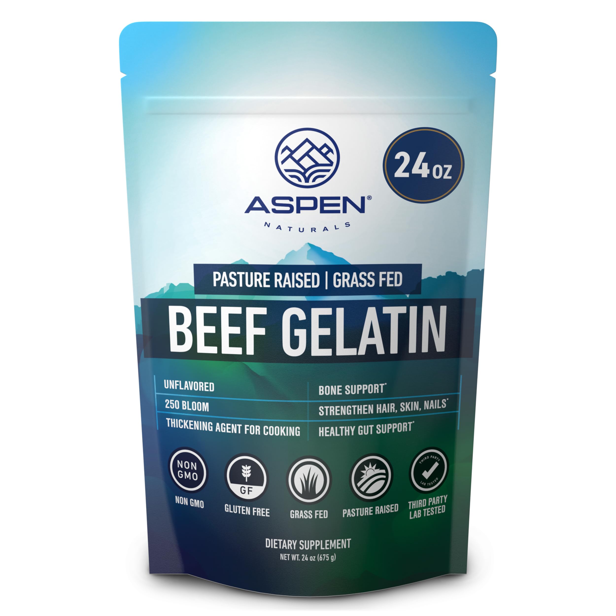 Aspen Naturals beef gelatin powder poured for silky sauces