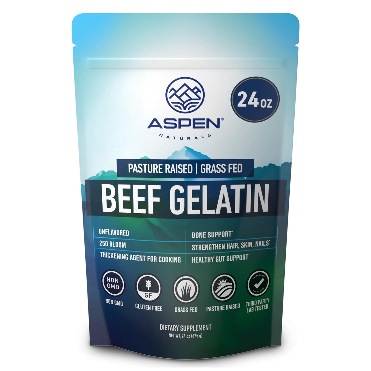 Aspen Naturals beef gelatin powder poured for silky sauces