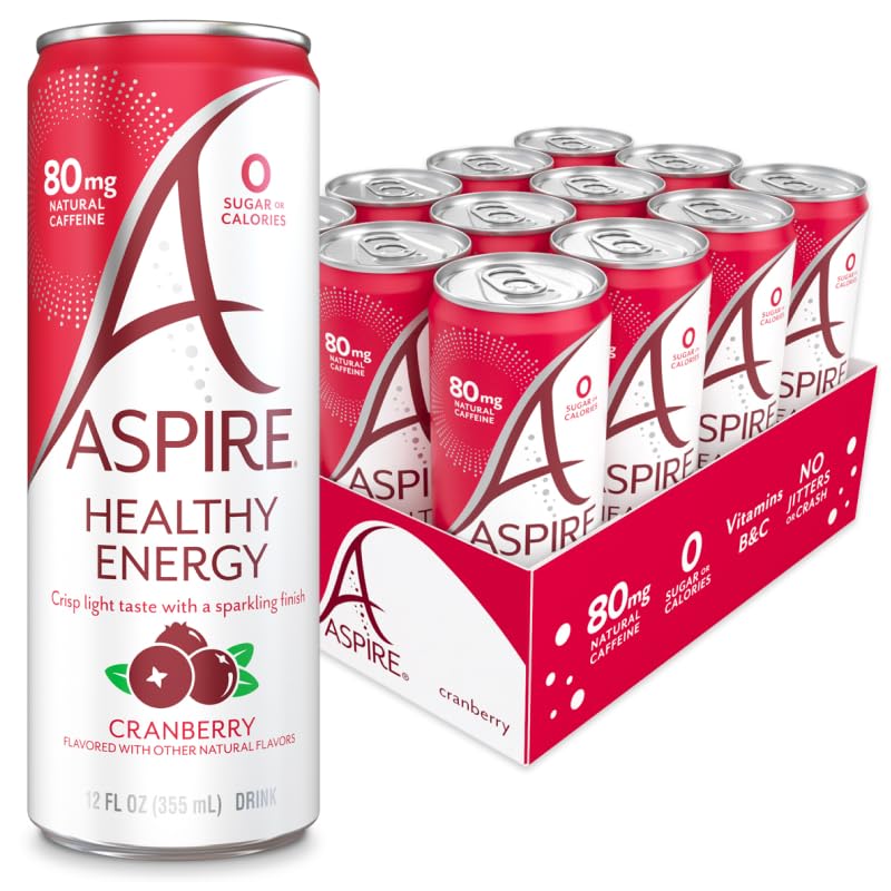 Aspire Cranberry energy drink can front view highlighting natural caffeine boost