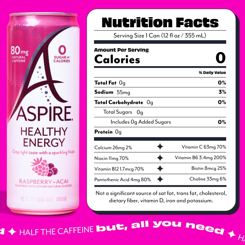 ASPIRE energy drink glass showing a crisp, sparkling finish for daily focus
