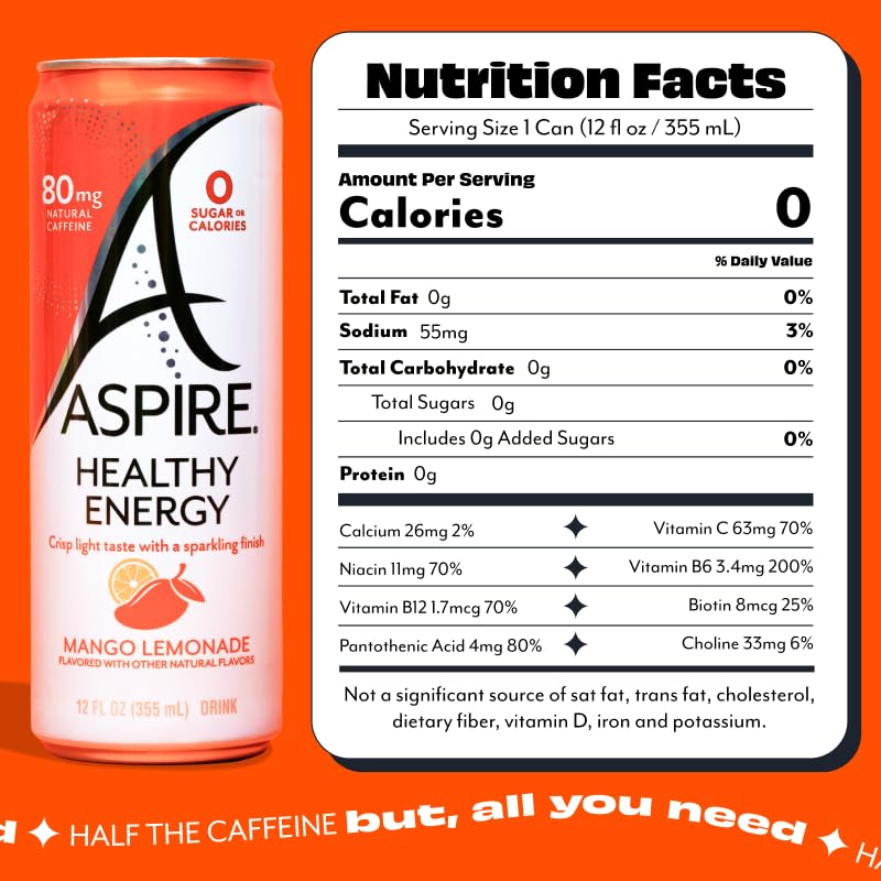 ASPIRE Mango Lemonade being poured into a glass for refreshing low-carb energy