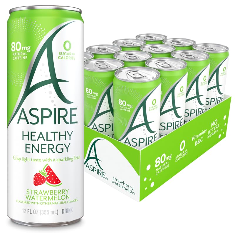 Aspire Strawberry Watermelon bottle front showing zero-sugar energy boost