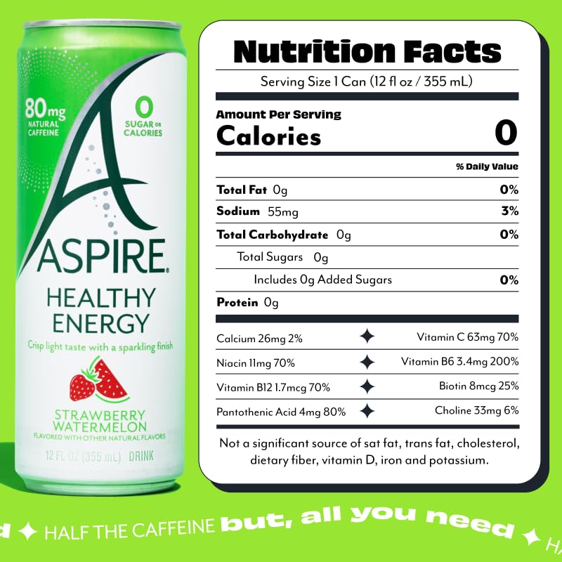 Aspire Strawberry Watermelon bottle pour highlighting smooth caffeine lift