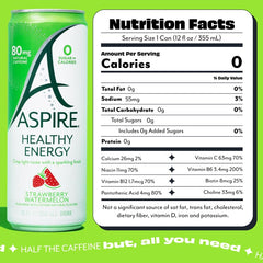 Aspire Strawberry Watermelon bottle pour highlighting smooth caffeine lift