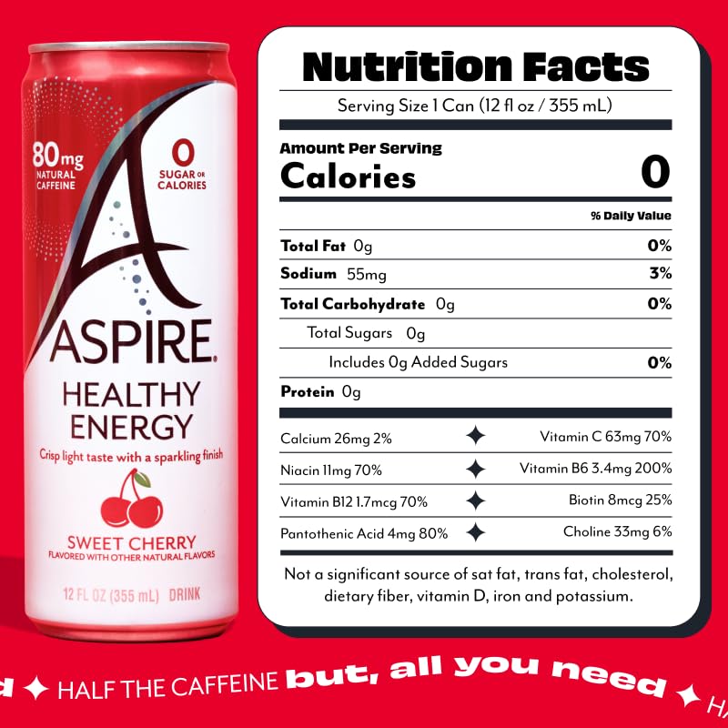 ASPIRE Sweet Cherry can foreground with crisp sparkle and zero sugar for keto-friendly refreshment