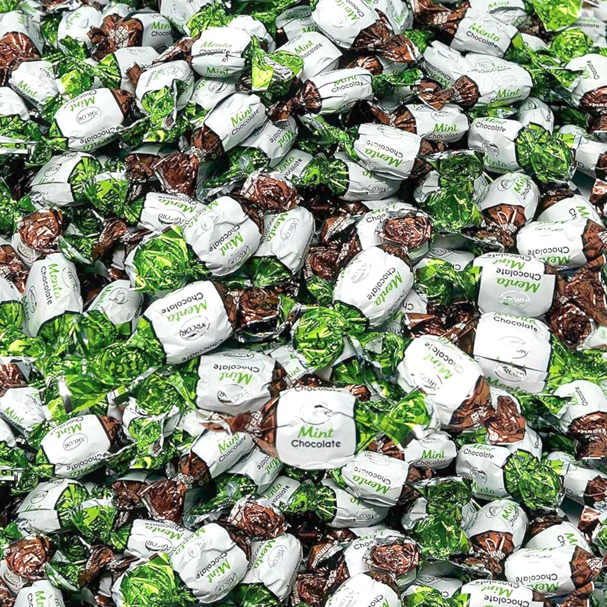 Assortit chocolate-filled mints packaging in a bulk 6 lb bag, ideal for gatherings.