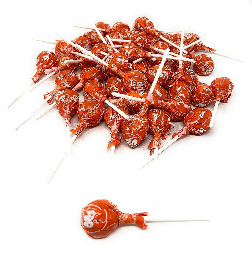 Assortit Orange Tootsie Pops bulk pack front view for party candy supply