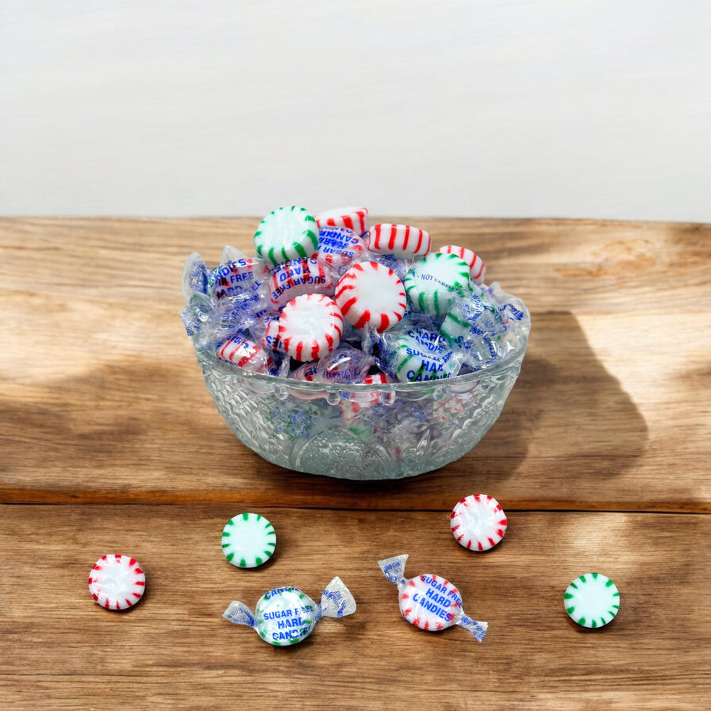 Assortit mint candies in a party bowls setup for gatherings