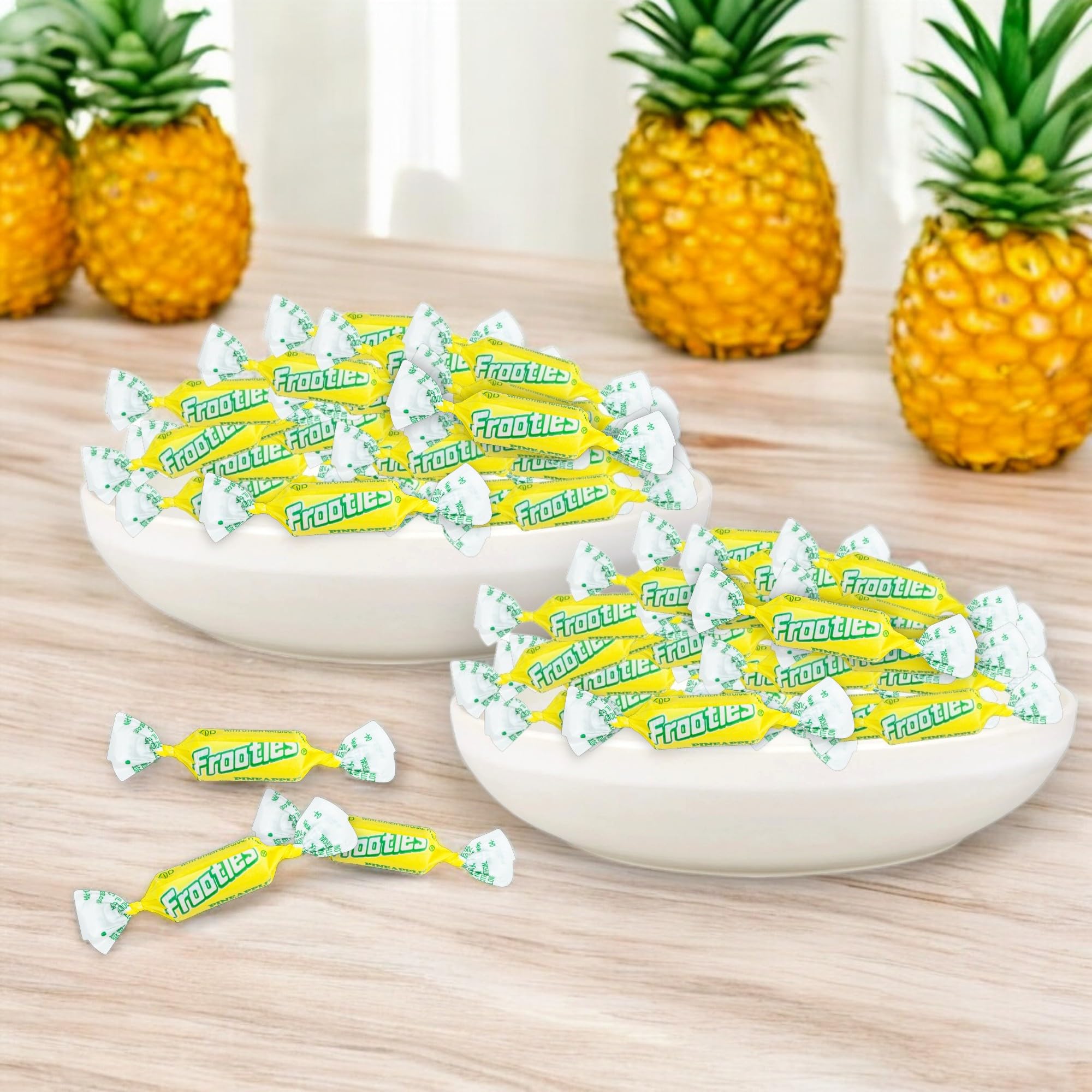 Assortit Pineapple Frooties resealable bag keeps candies fresh between servings.