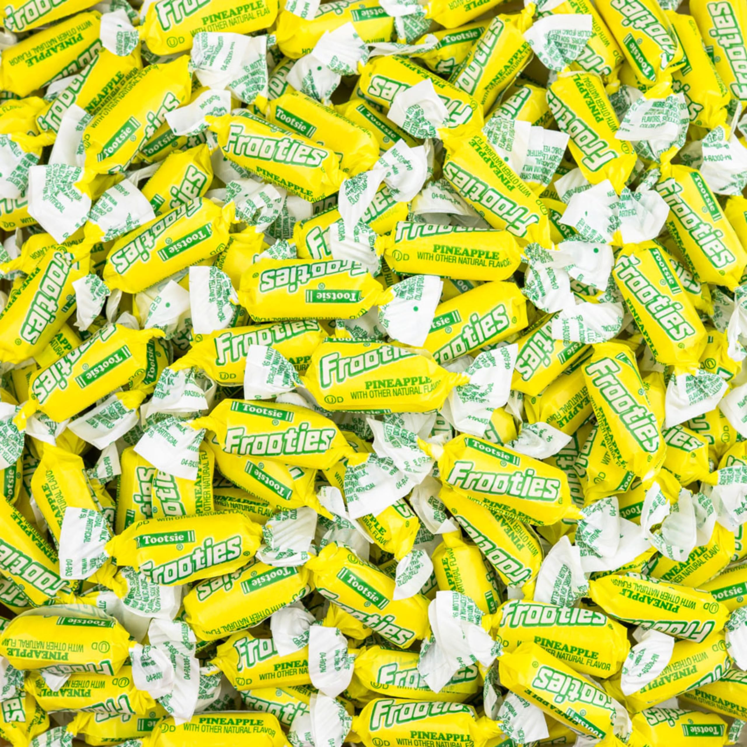 Assortit Pineapple Tootsie Roll Frooties bag with 85+ individually wrapped candies for parties.