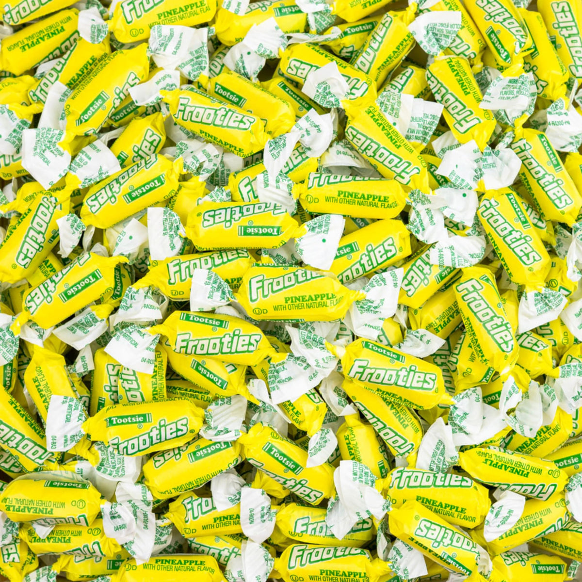 Assortit Pineapple Tootsie Roll Frooties bag with 85+ individually wrapped candies for parties.