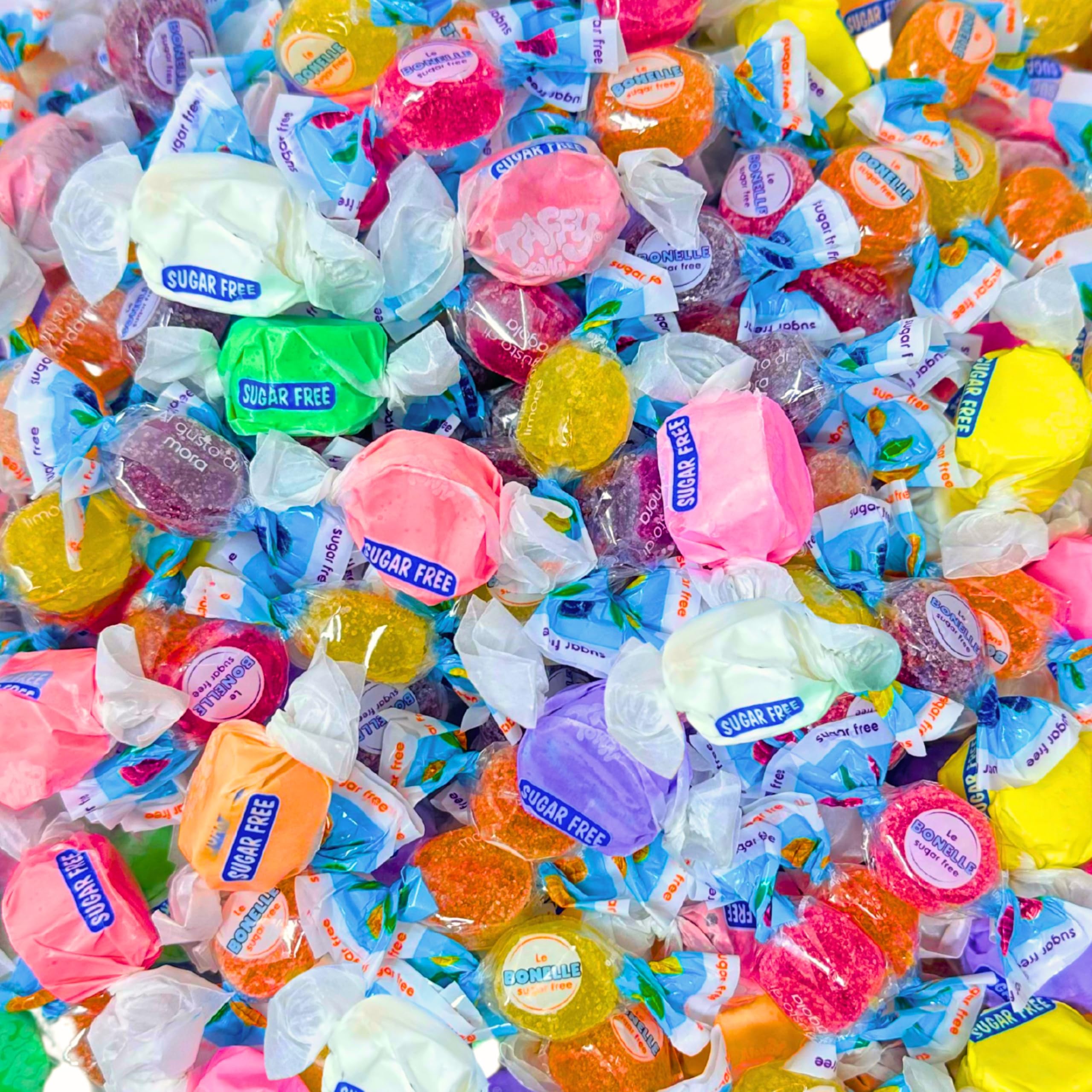 Assortit premium sugar-free Italian fruit jellies, vibrant bites ideal for keto snacking.