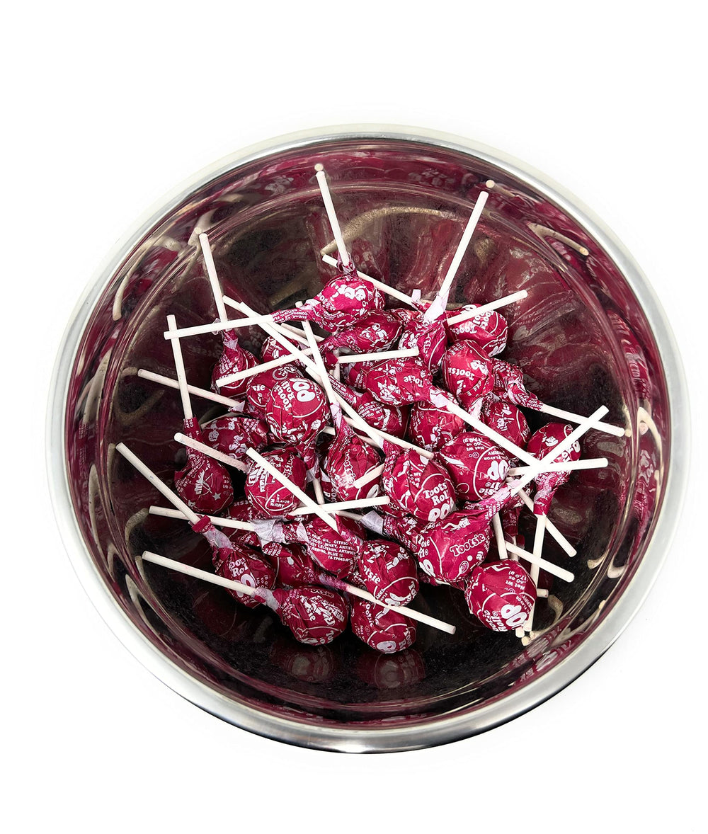 Assortit red raspberry lollies designed for goody bags at events.
