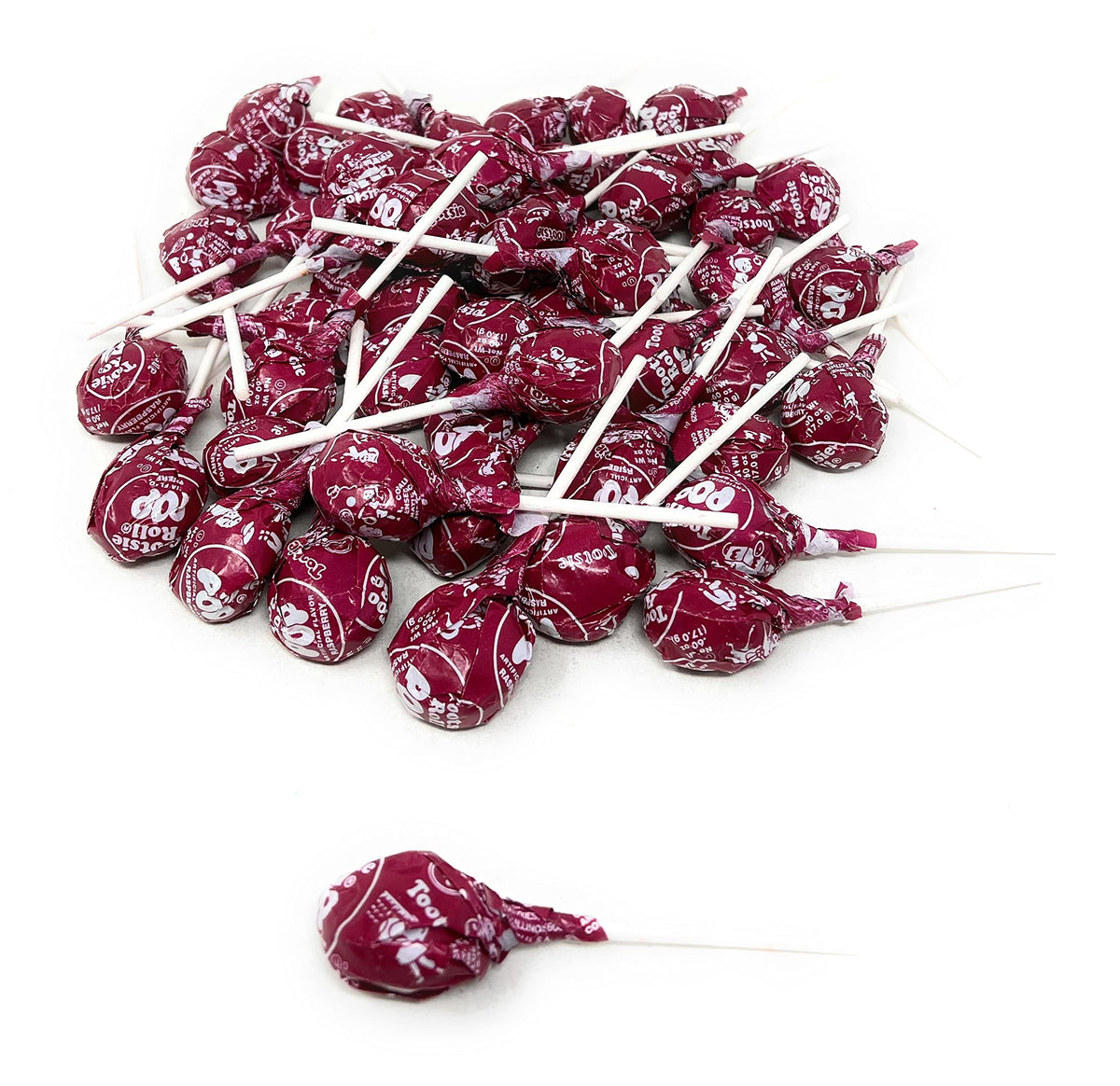 Assortit red raspberry Tootsie Pops bulk pack, vibrant candy for party favors.