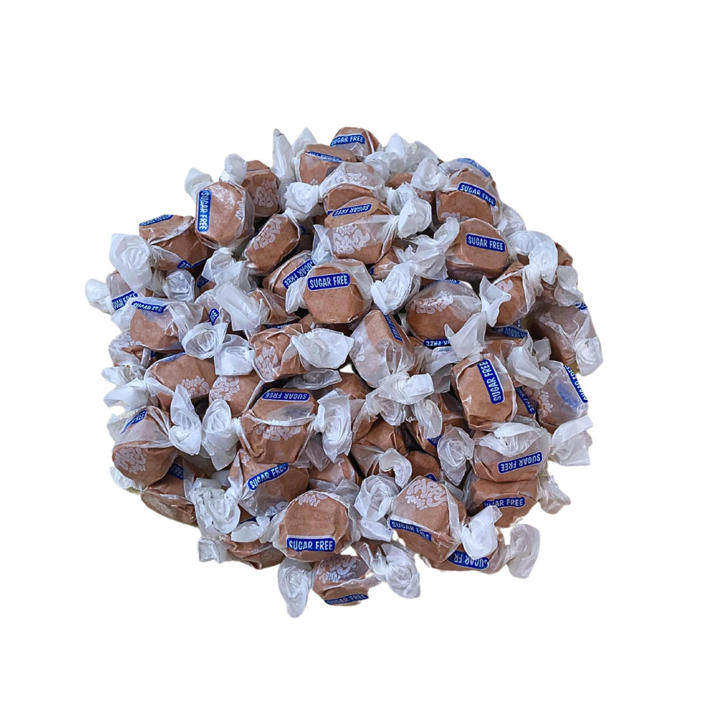 Assortit sugar free chocolate salt water taffy, individually wrapped for on the go freshness.