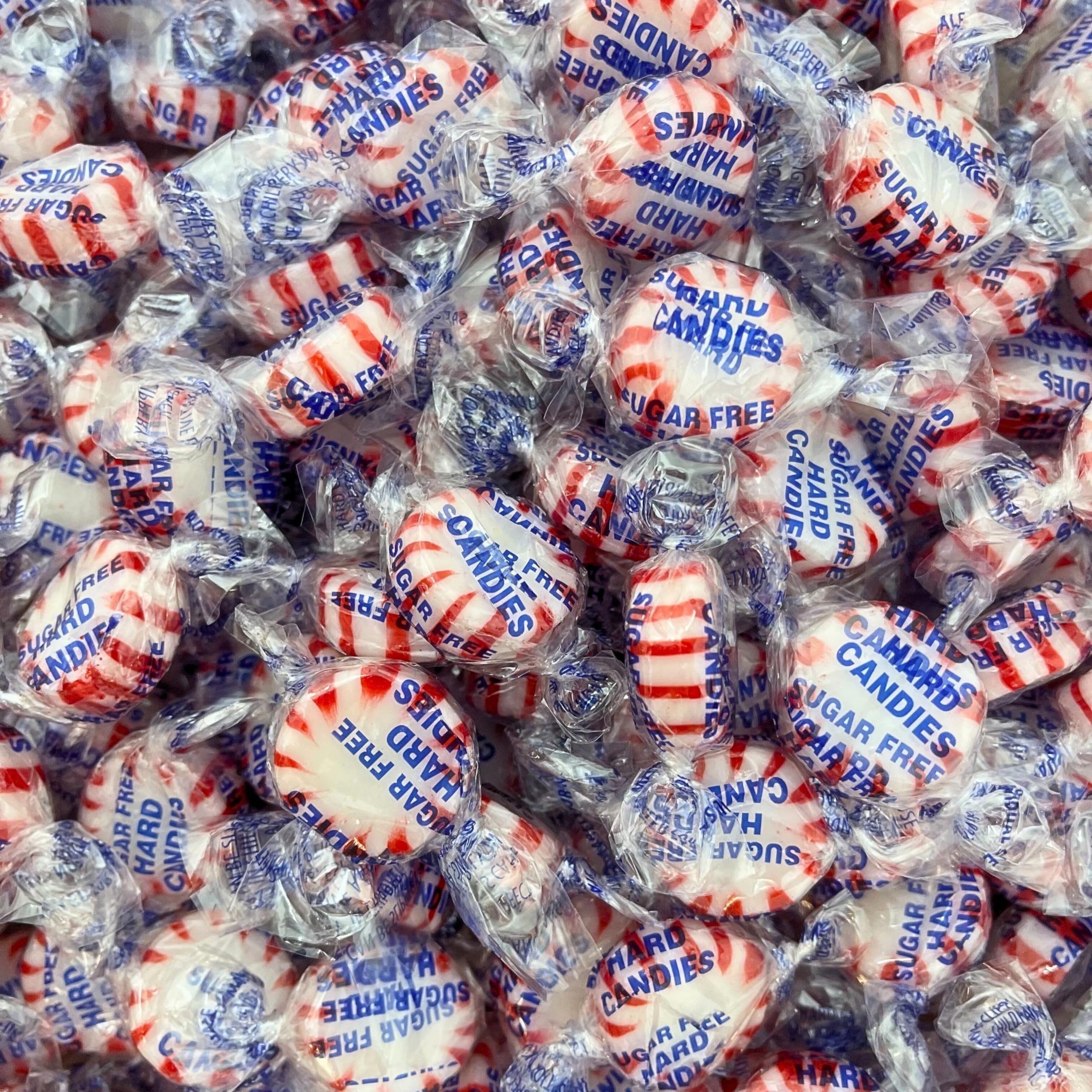 Assortit sugar free peppermint starlight mints on holiday display for celebrations.
