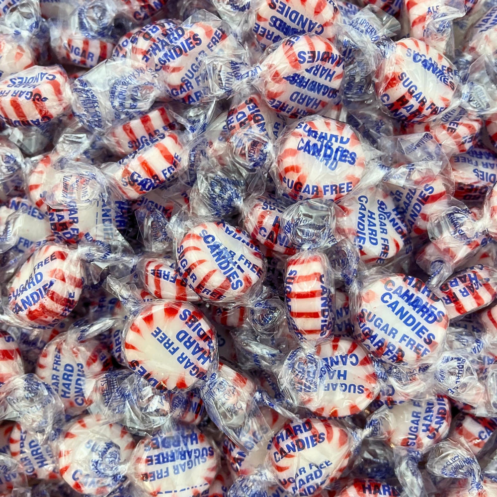 Assortit sugar free peppermint starlight mints on holiday display for celebrations.