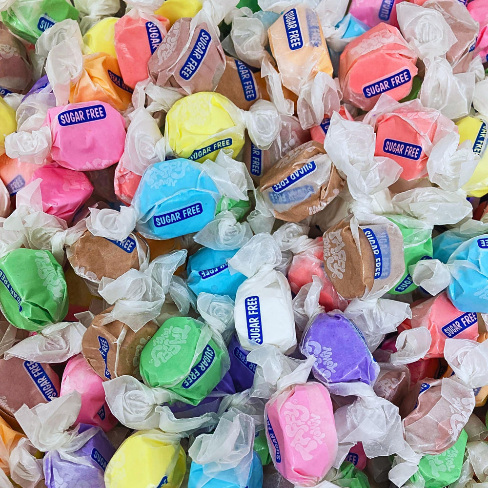 Assortit Sugar Free Taffy flavors include Apple, Banana, Blue Raspberry