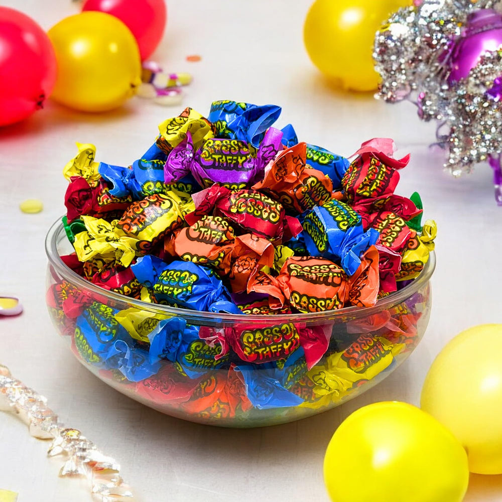 Assortit individually wrapped taffy pieces for fresh, convenient on the go snacking
