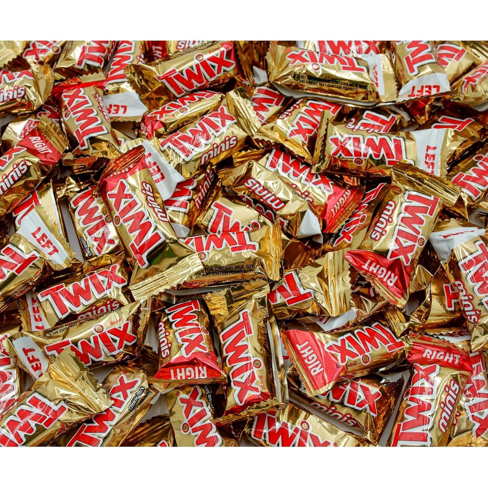 Assortit Twix Fun Size Mini Bars bulk pack displayed for sharing at parties