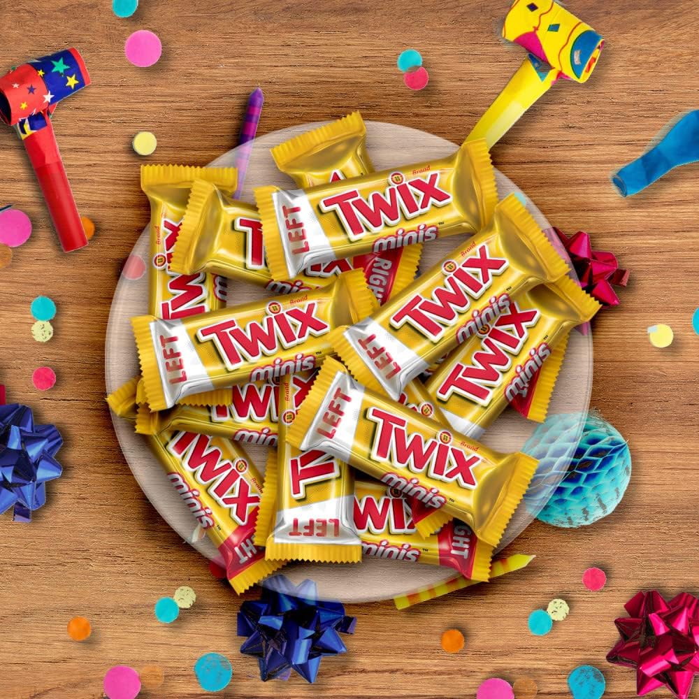 Assortit Twix Mini Bars close-up highlighting chocolate coating