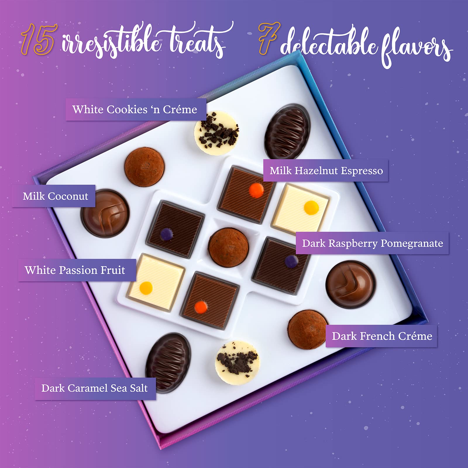 Astor dark French crème truffle closeup with rich flavor profile.