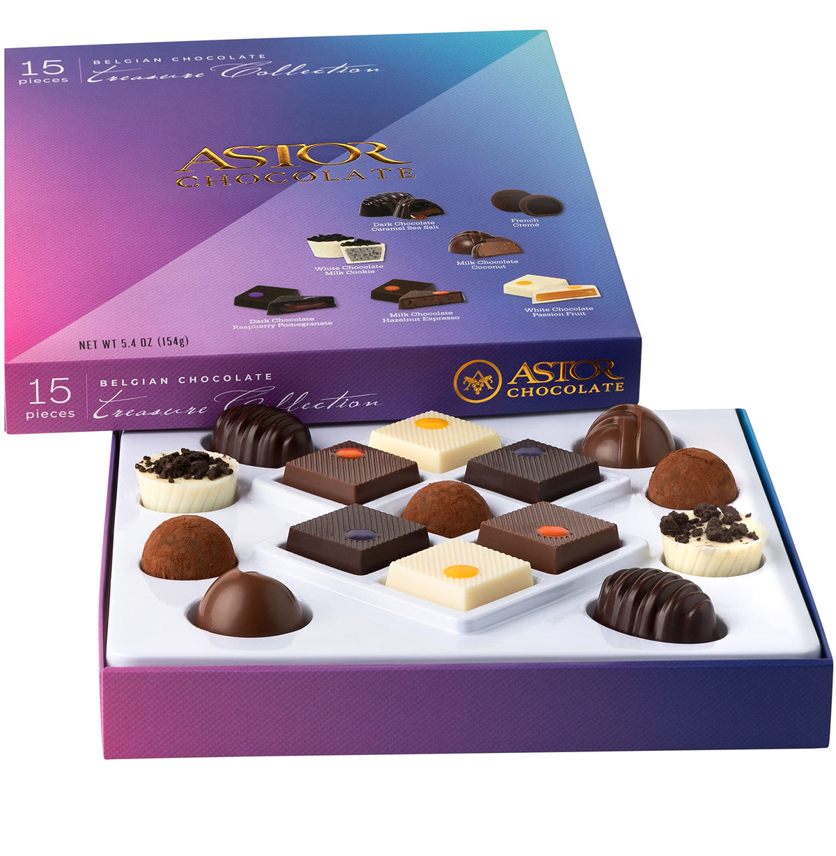 Astor Gourmet Valentine’s box front view, ideal for gifting chocolate lovers.