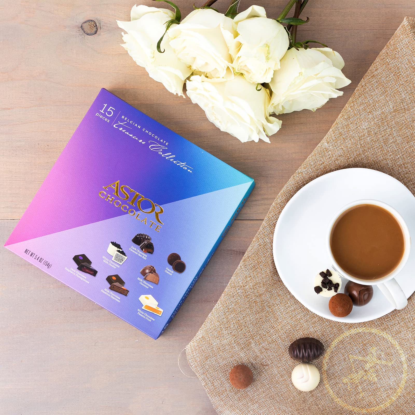 Astor milk coconut truffle with creamy center and tropical notes.