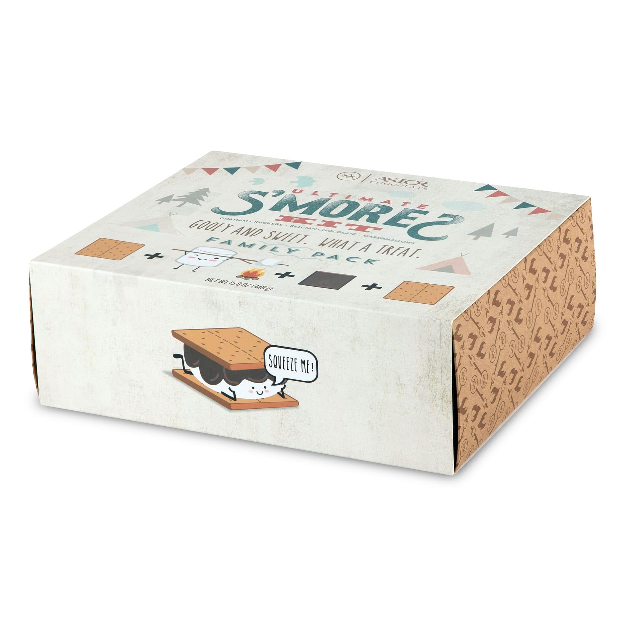 Astor Smores Kit gift packaging ideal for holidays and birthdays.