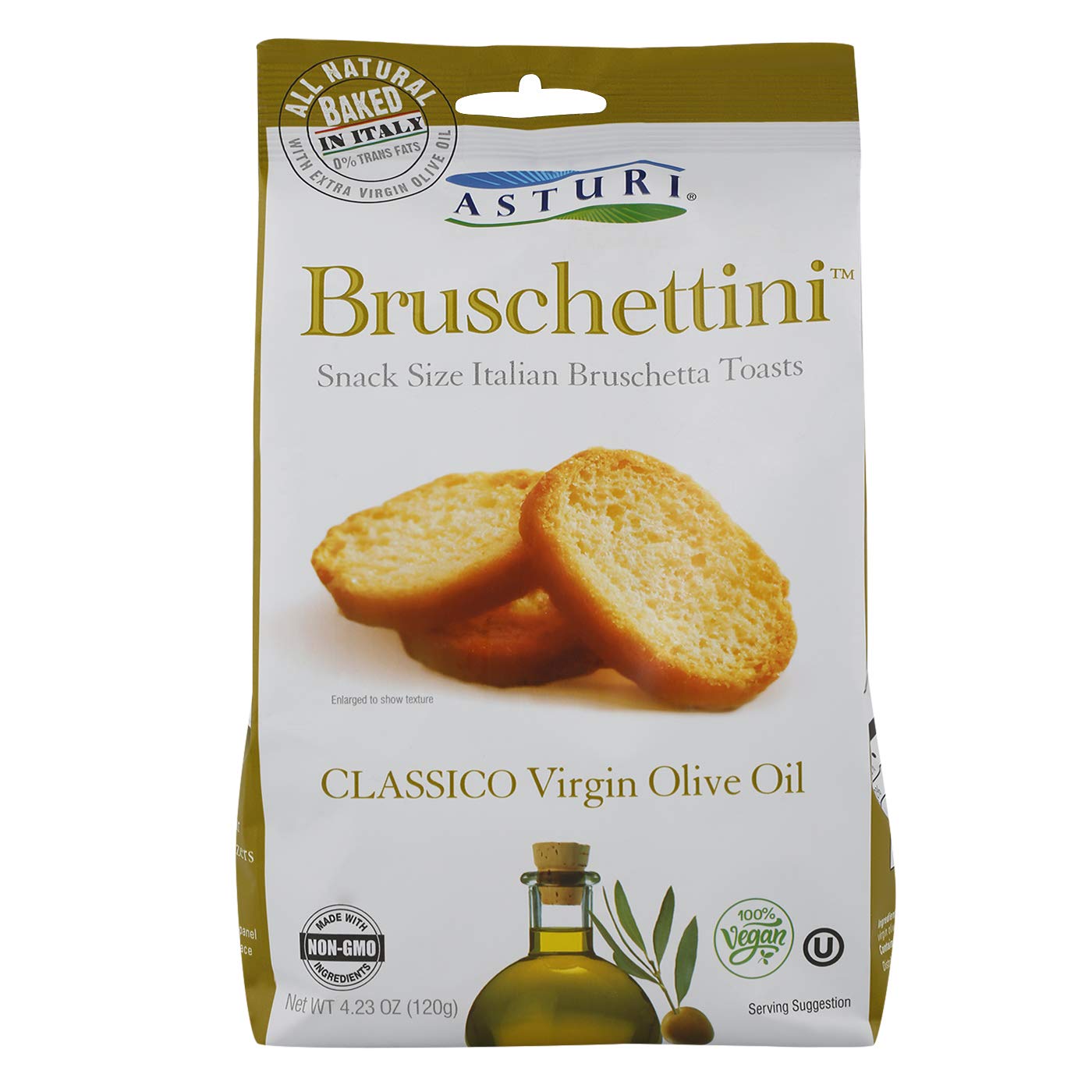 Asturi Bruschettini Classico olive oil toast, crisp and savory for a quick snack