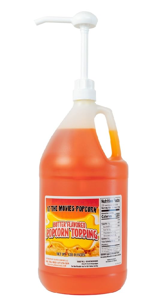 At-The-Movies-Popcorn buttery flavor topping pumped onto popcorn for easy drizzle