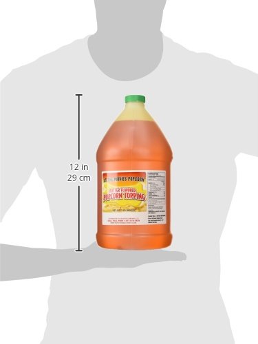 At-The-Movies-Popcorn gallon label closeup shows easy identification.