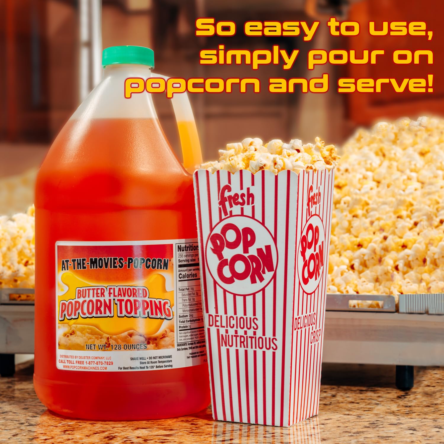 At-The-Movies-Popcorn gallon sideview ready for bulk use.