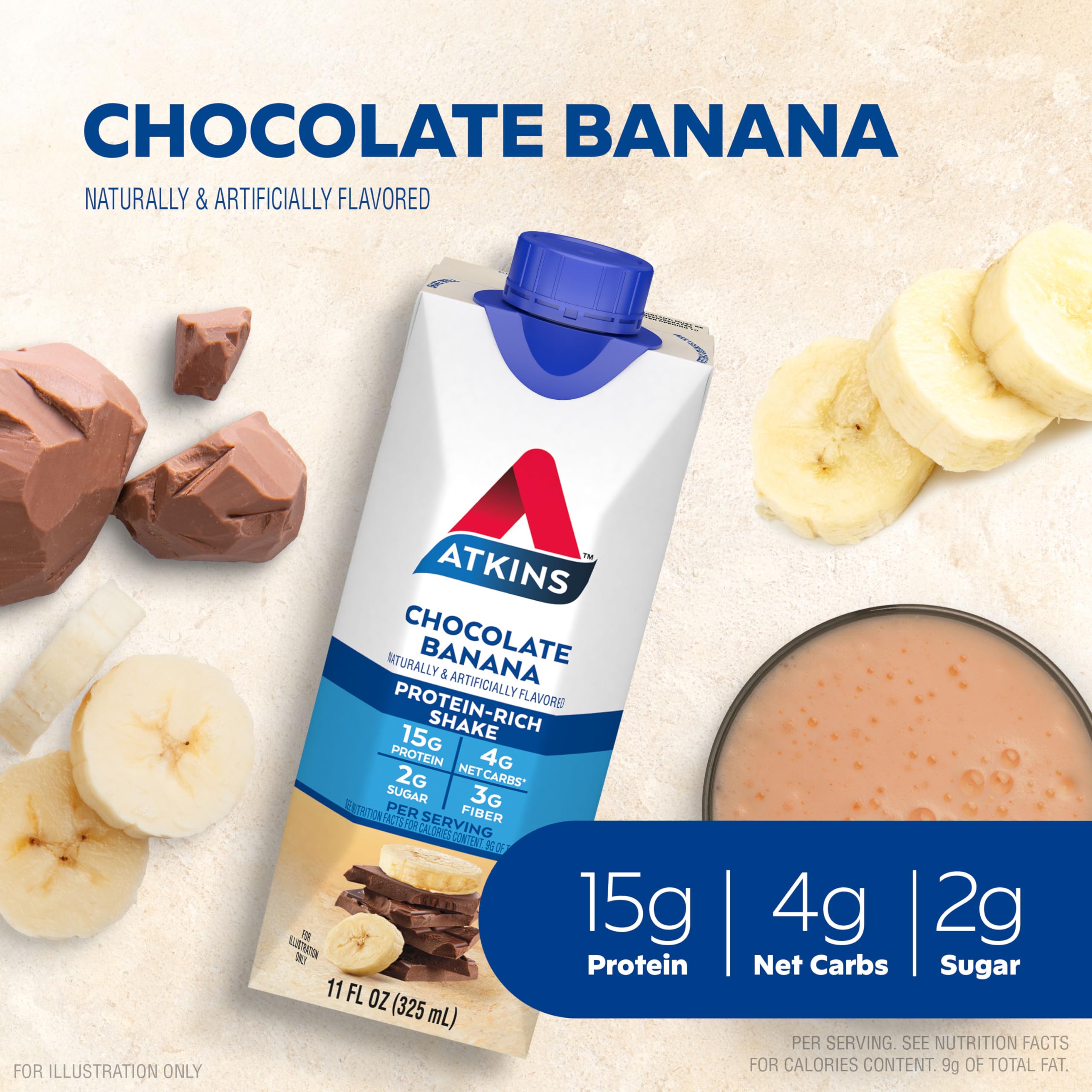 Atkins shake pouring highlighting quick post-workout protein boost