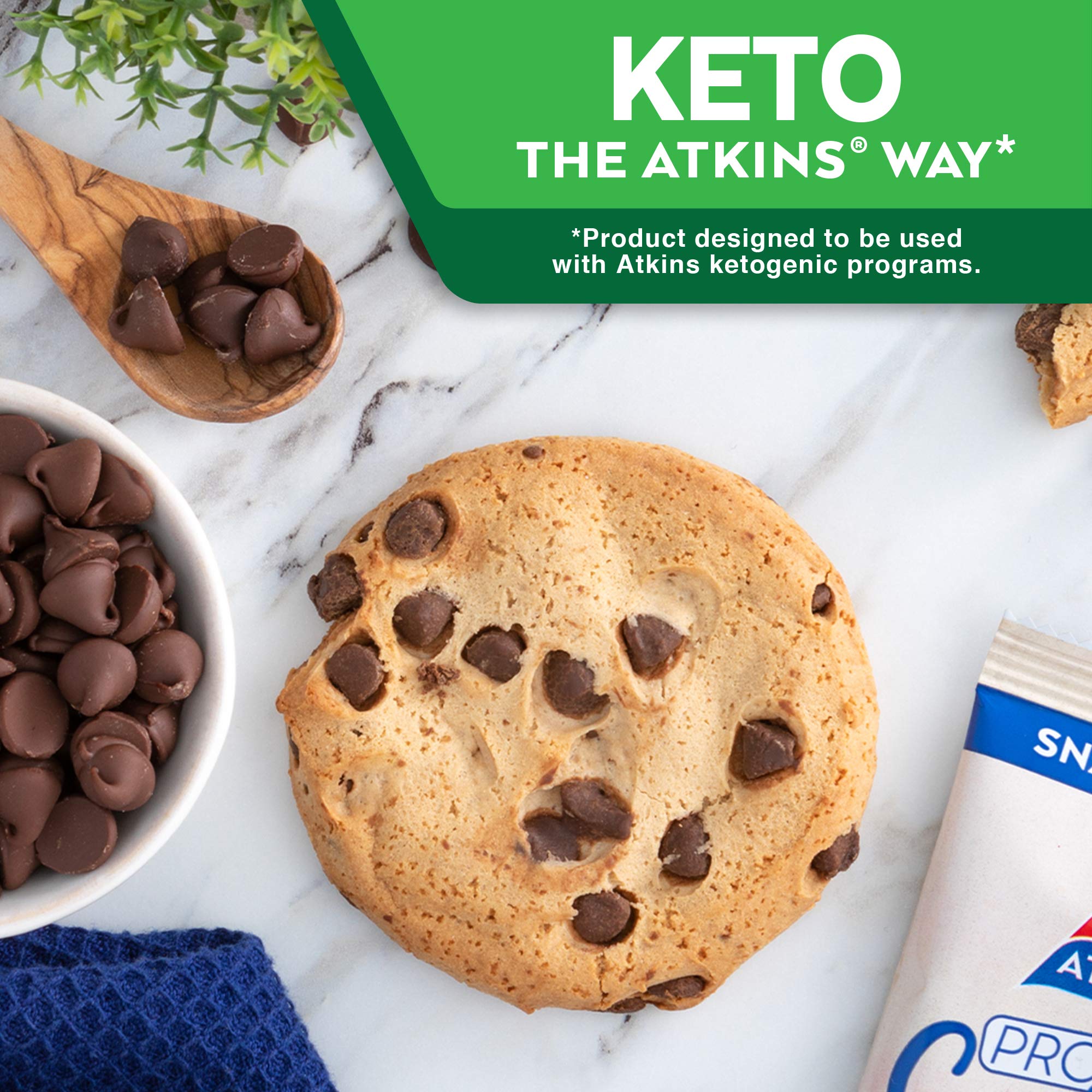 Atkins Chocolate Chip Protein Cookie on workout bag for on‑the‑go energy