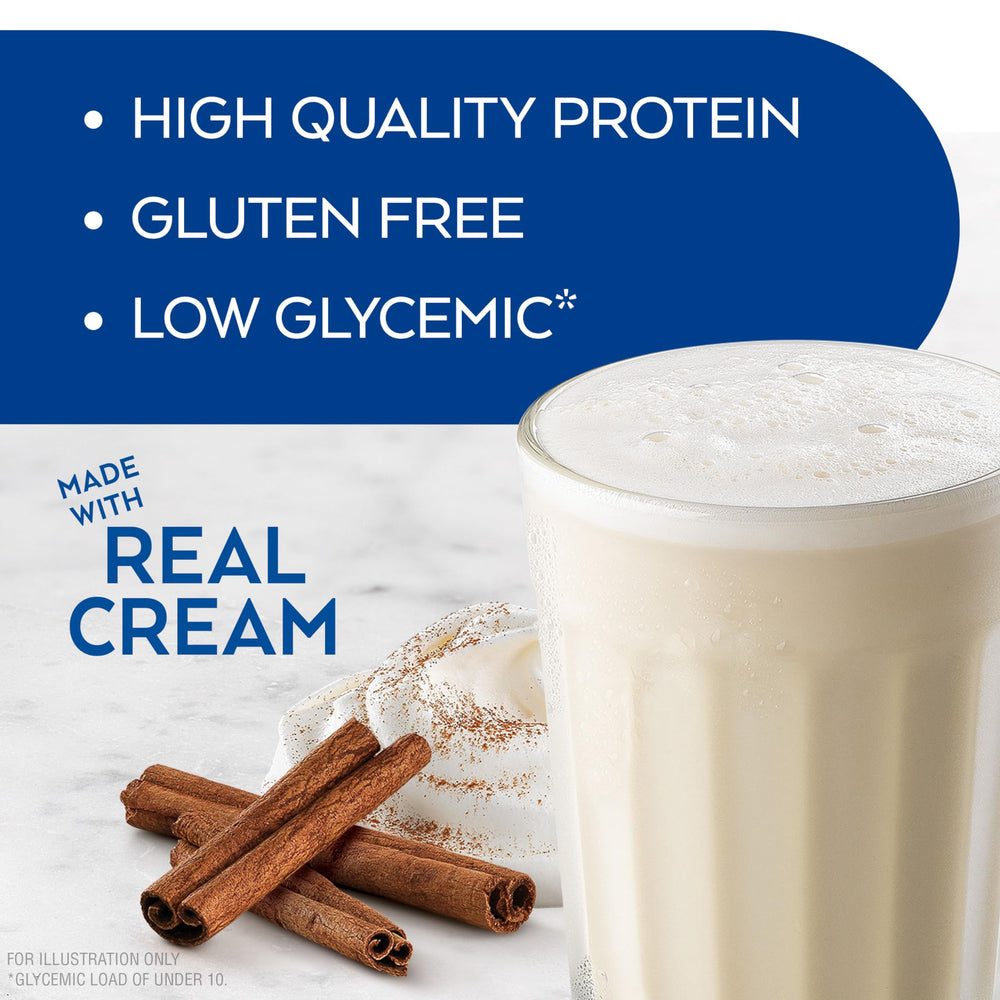 Three cartons of Atkins Creamy Cinnamon Swirl packaging for easy storage