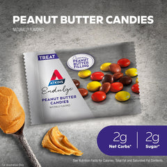 Close-up of Atkins Endulge creamy peanut butter filling inside a candy