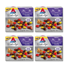 Atkins Endulge Peanut Butter Candies packaging with six-carton display for easy stocking