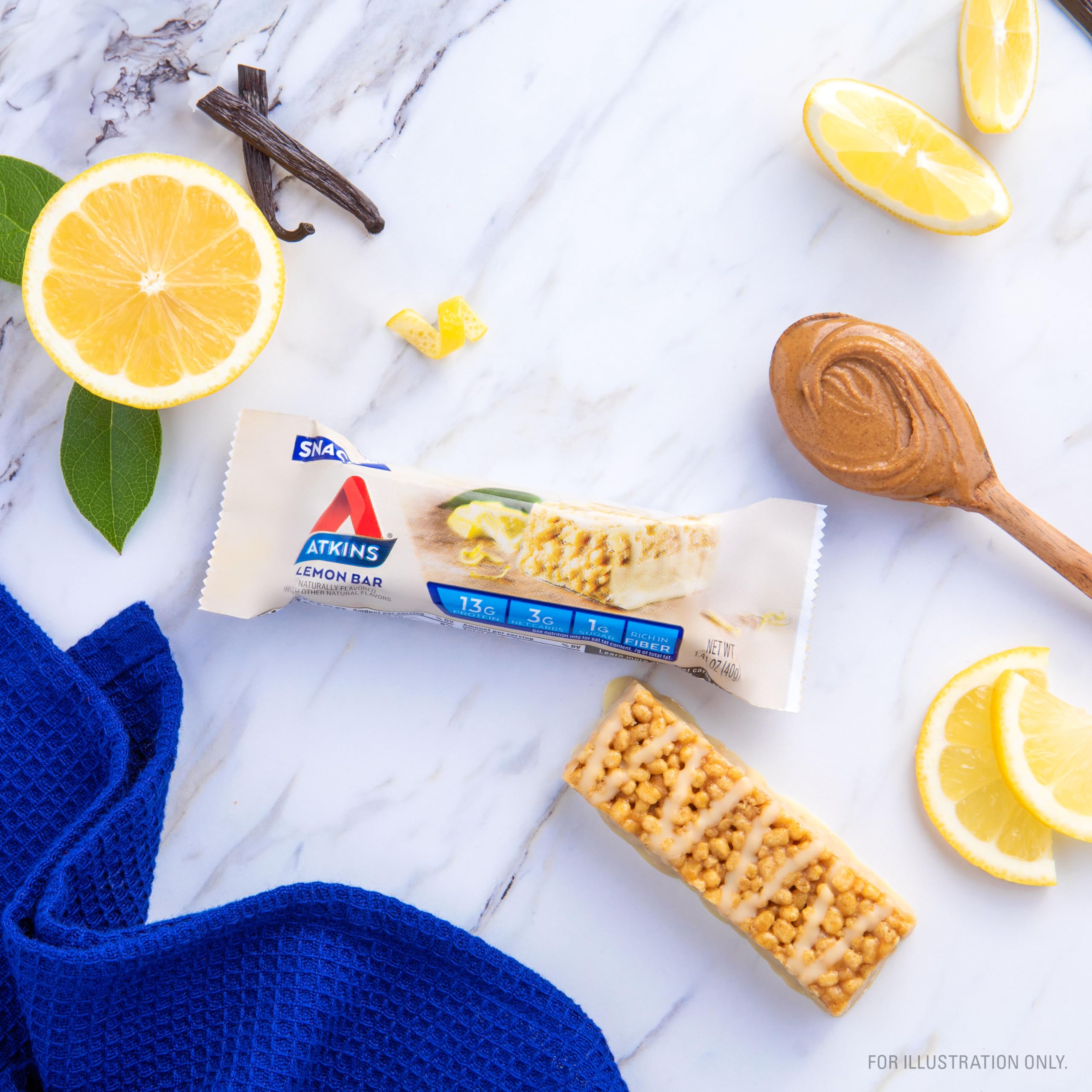 Atkins Lemon Snack Bar after workout scene suggests convenient recovery protein