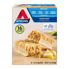 Atkins Lemon Snack Bar packaging on shelf highlights keto friendly convenience