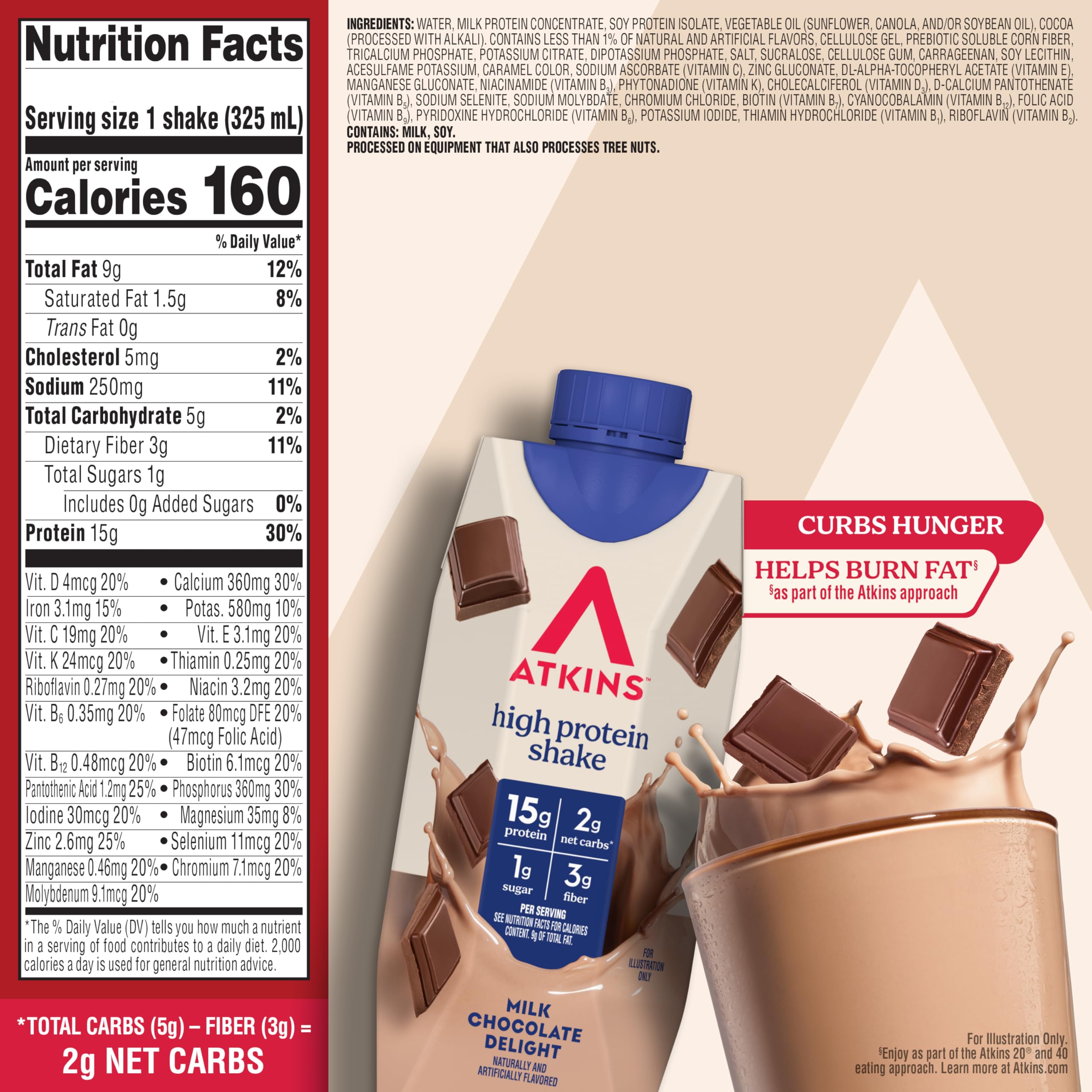 Atkins Milk Chocolate Delight shake after workout supports appetite control