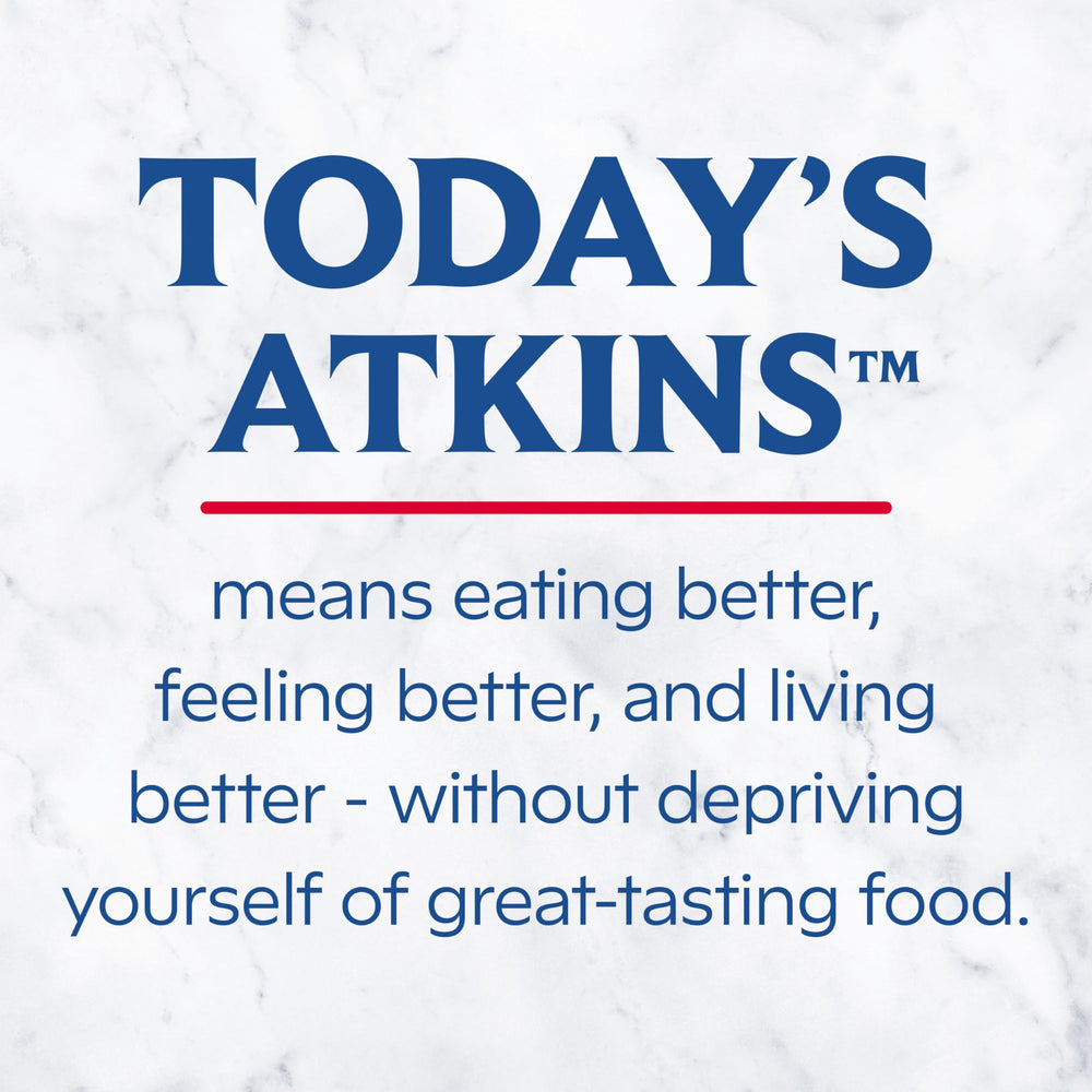 Atkins packaging on supermarket shelf communicates a low-sugar option.