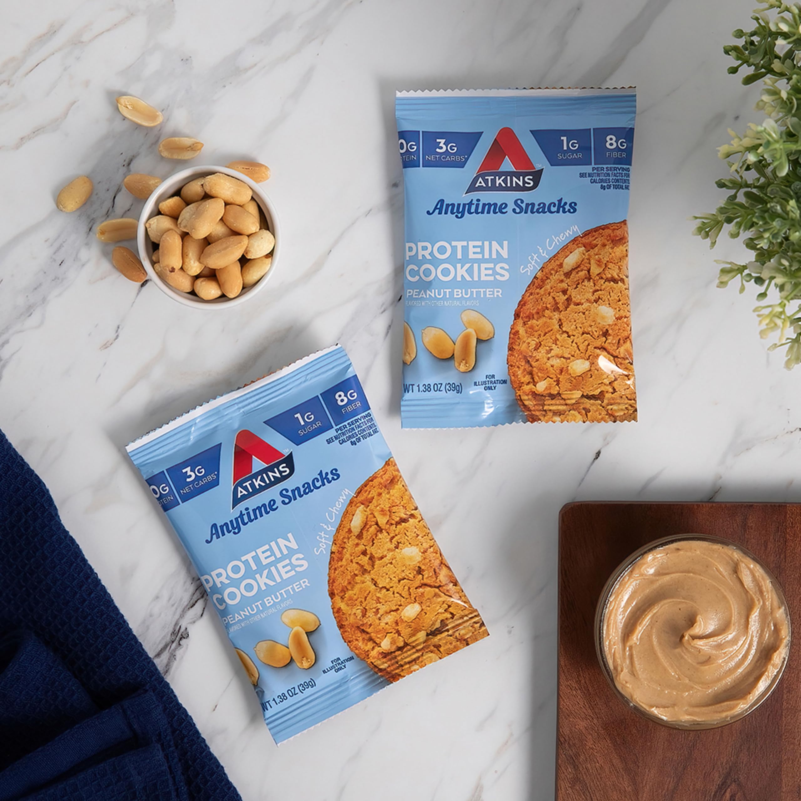 Soft-baked Atkins cookie with milk evokes a satisfying dessert moment.