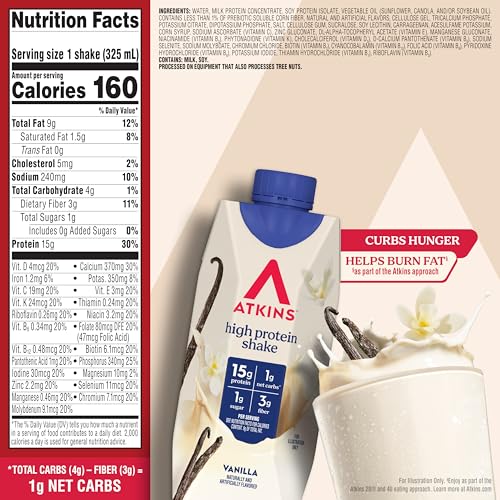Atkins shake in hand, satisfying snack during busy errands