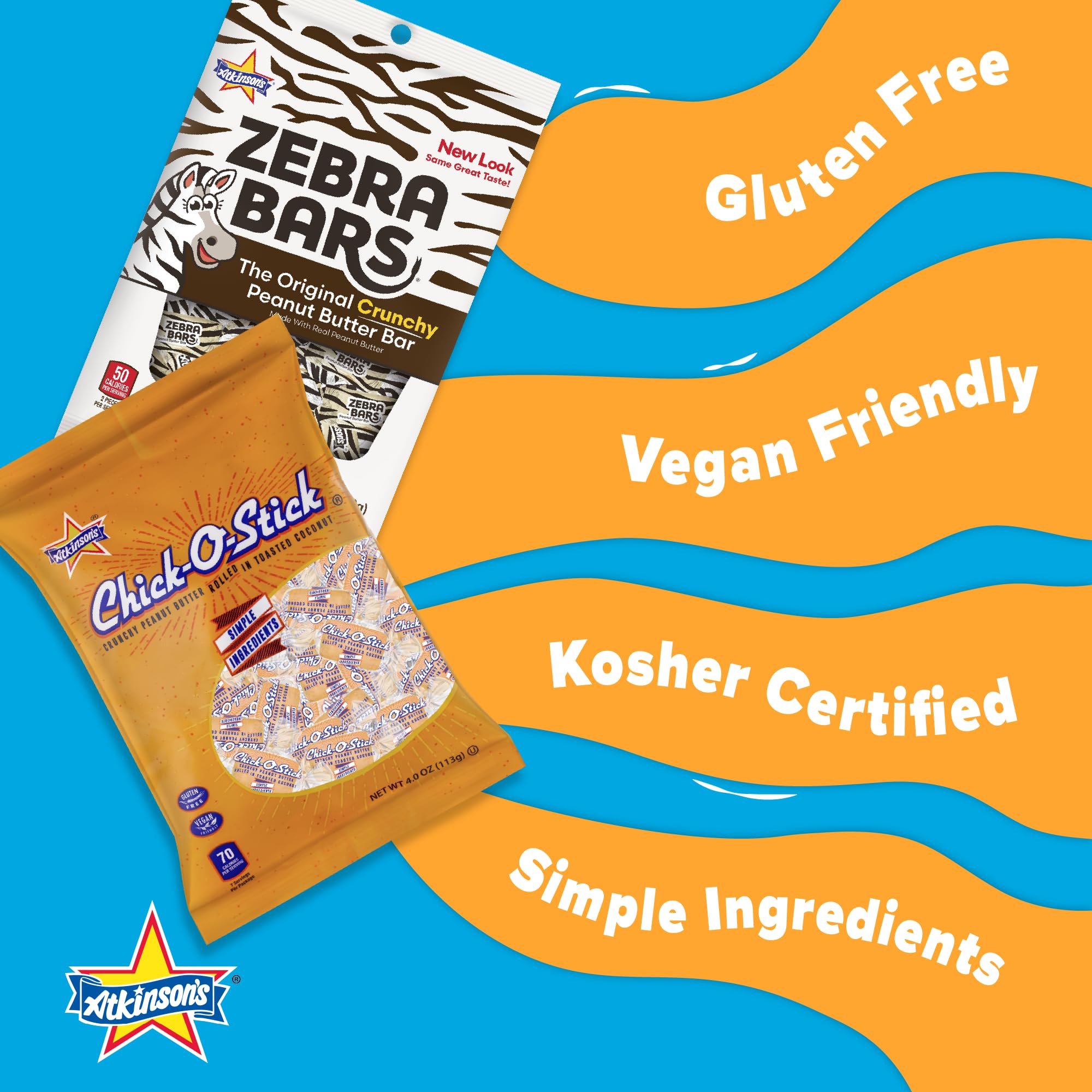 Atkinson's gluten-free kosher vegan labels on packaging