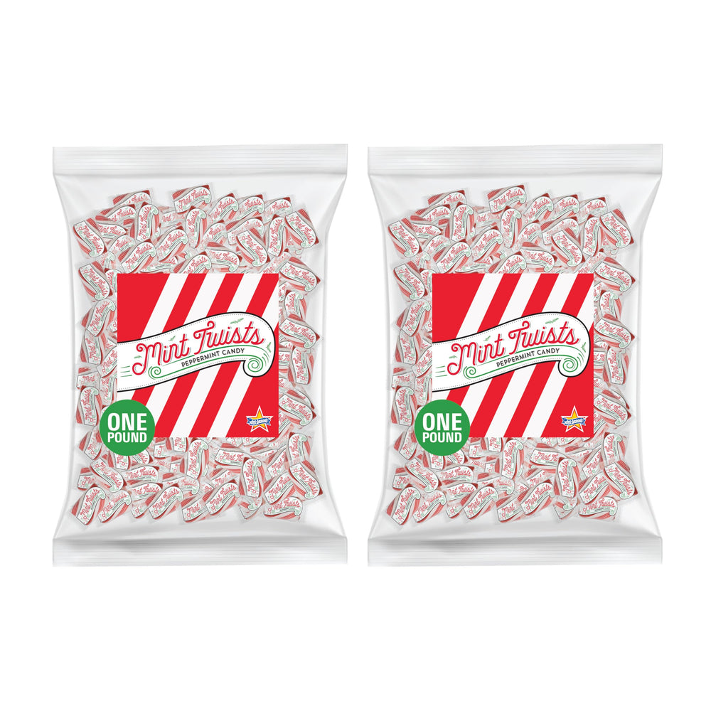 Atkinsons Natural Mint Twists bag, red and white candy, ideal for party buffets and gifts.