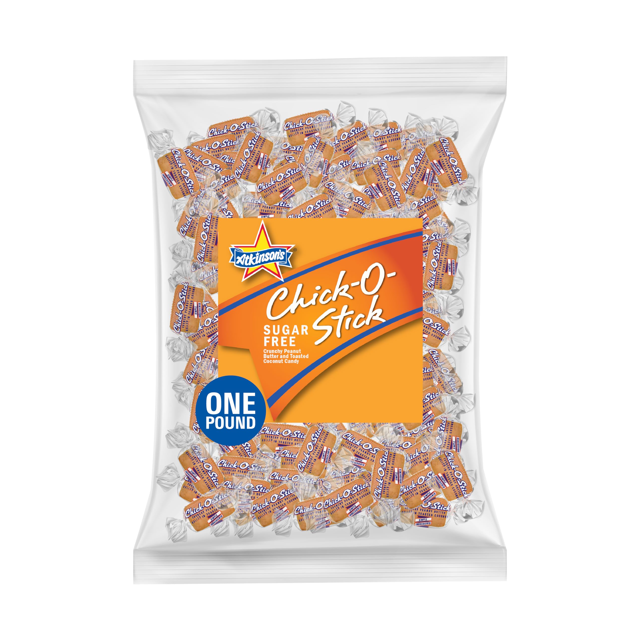 Atkinson's Sugar Free Chick-O-Sticks Nuggets with coconut crust, a crunchy gluten-free treat.