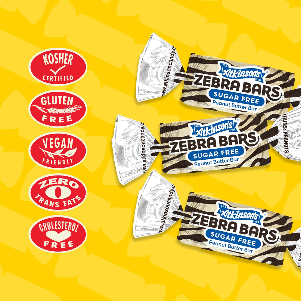 Atkinson's Sugar Free Peanut Butter Bars; proudly made in the USA