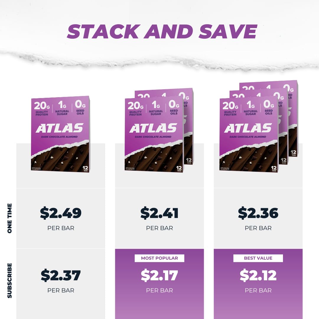 Atlas Bar on-the-go pack with 12 bars shown.